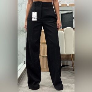 Zara High waisted Black Wide-Leg Trousers